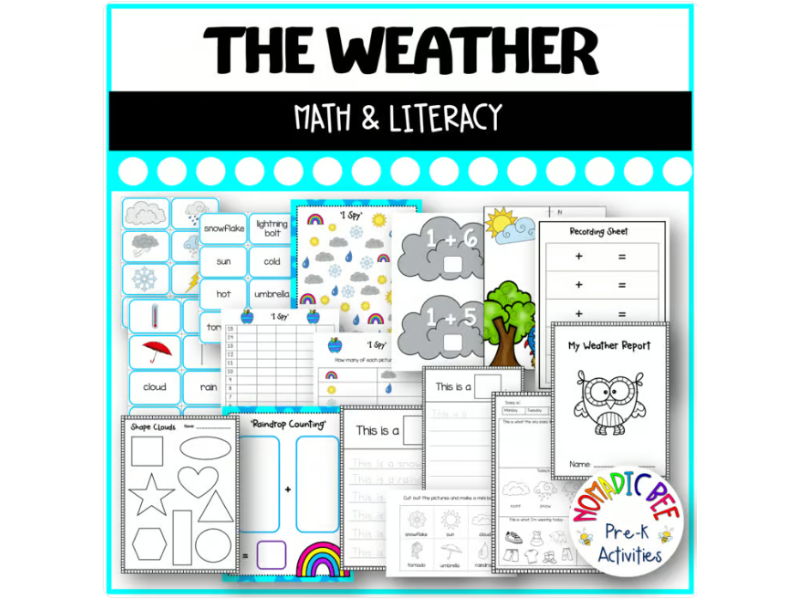 Weather Themed Math & Literacy Centers and Printables