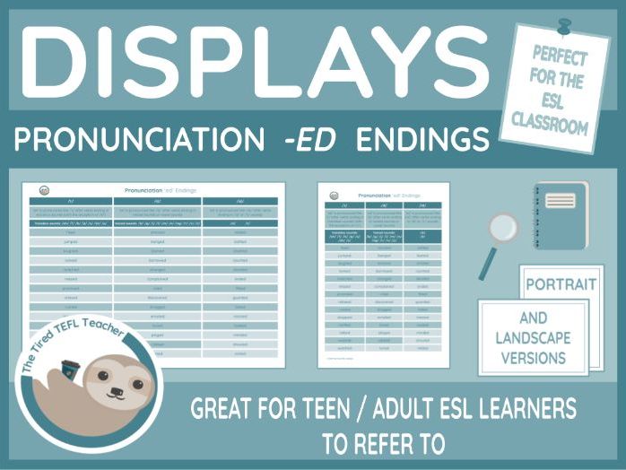 ESL Pronunciation 'ed' Endings Poster