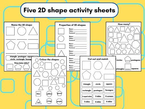 2D shape activity sheets - 5 sheets