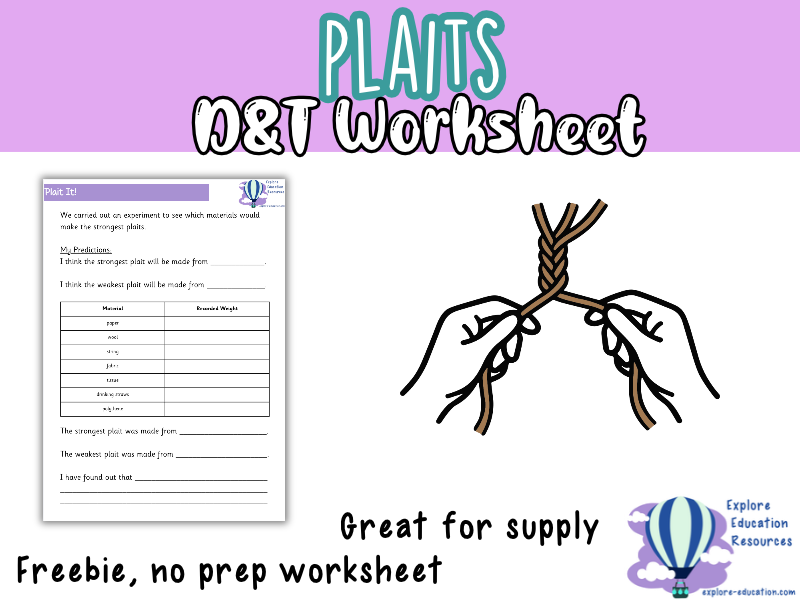 FREE Plait It! D&T Investigation Worksheet | Materials Experiment | Science / Design & Technology