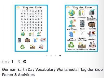 German Earth Day Vocabulary Worksheets | Tag der Erde | Poster & Activities