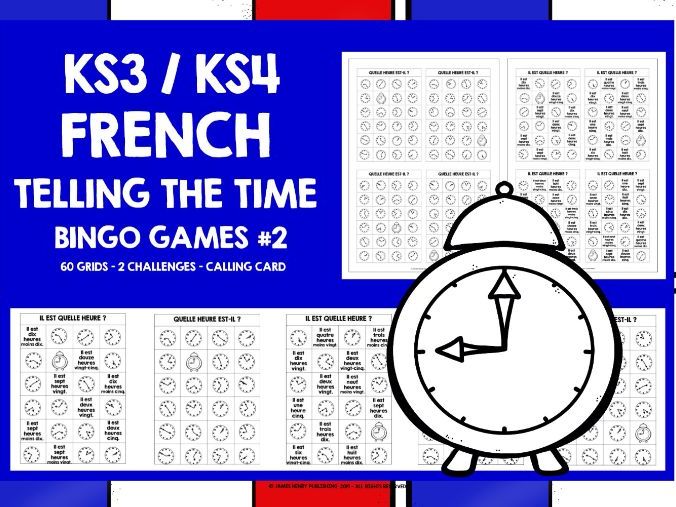 FRENCH TELLING THE TIME BINGO #2