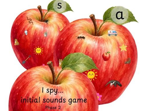 Phase 2 Initial Sound I spy on apples Phonics game