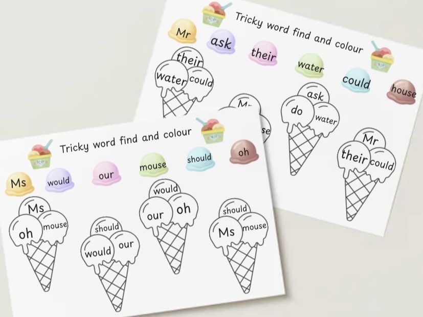 Phase 5 tricky word find and colour