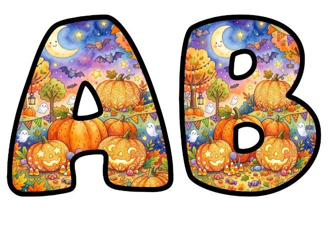 Halloween Pumpkin Patch Bubble Letters | Seasonal Bulletin Board Letters | Classroom Display Pack