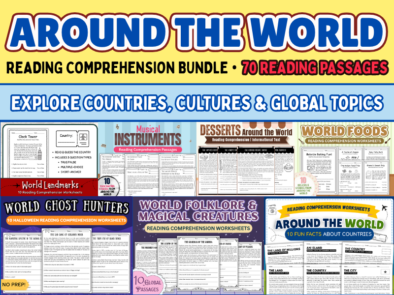 Around the World Reading Comprehension Bundle | World Cultures & Global Topics