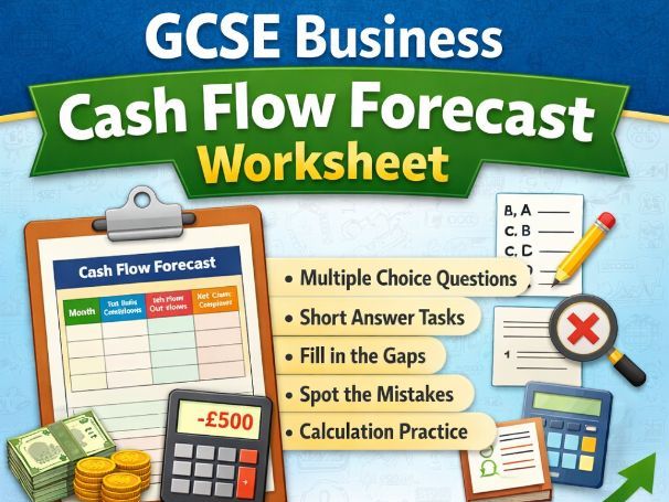 GCSE Business Cash Flow Forecast Worksheet + Answers