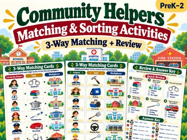 Community Helpers Match, Sort & Paste
