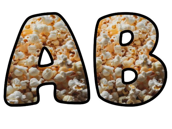 Movie Club Popcorn Classroom Display | Lettering Set | Upper & Lowercase, 0-9 and Signs