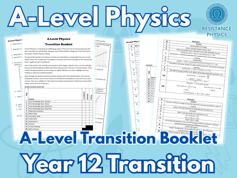 A-Level Physics Transition - Complete Transition Workbook for New Year 12 Students