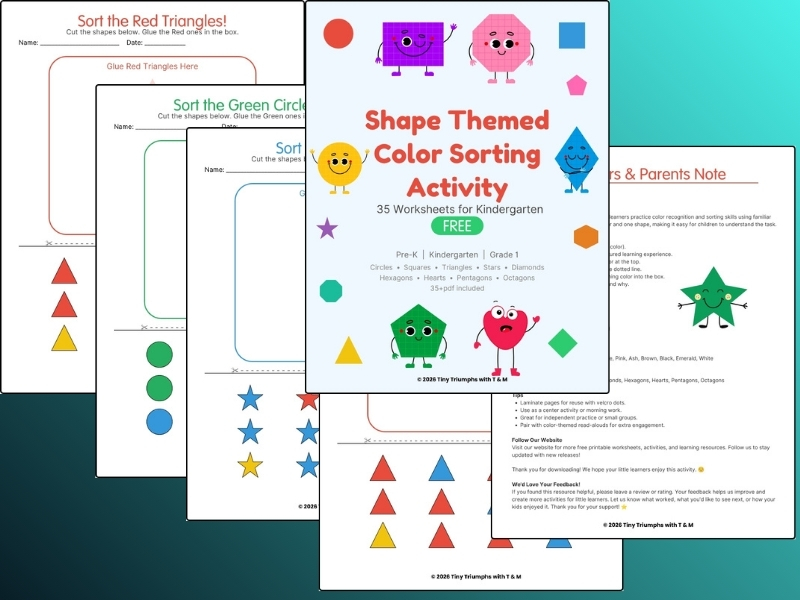 Free Shape-Themed Color Sorting Activity