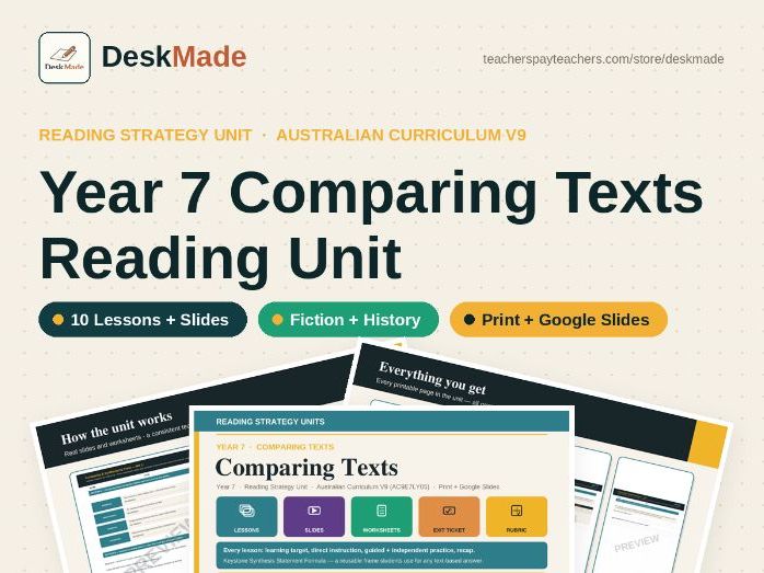 Year 7 Comparing Texts Reading Unit | Australian Curriculum V9