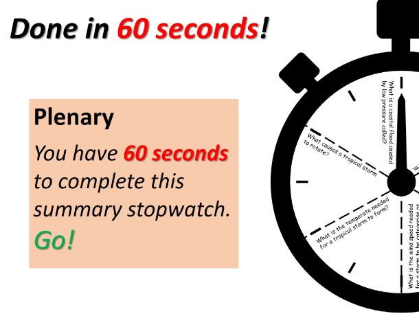 Plenary Stopwatch: Done in 60 seconds