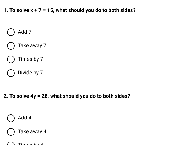 Algebra - Solving one-step problems