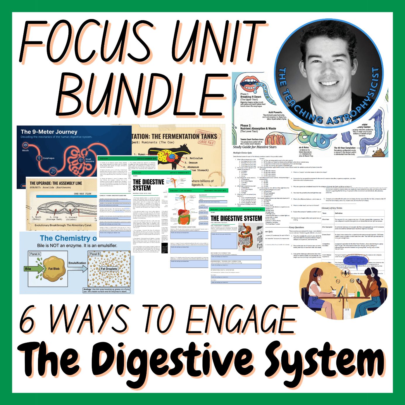The Digestive System | Biology Focus Unit Bundle | 6 Resources inc. Quiz