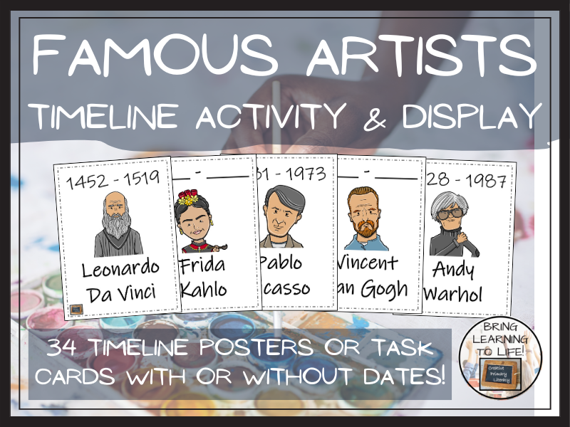 Famous Artists Timeline Display and Task Card Sorting Activity