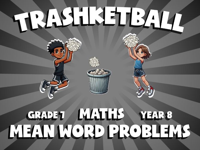 Mean Word Problems TRASHKETBALL Maths Game | No-Prep Year 8 Review Activity