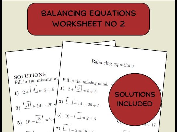 Balancing equations worksheet no 2 (with solutions)