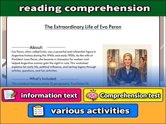 The Extraordinary Life of Eva Peron  & Comprehension Test