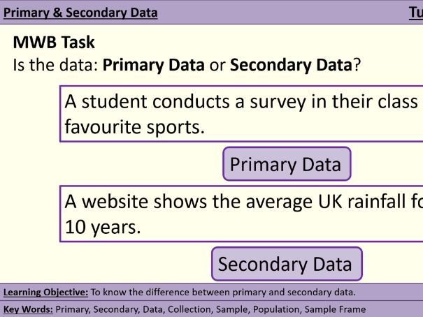 GCSE Stats - 01.03 Primary Secondary Data