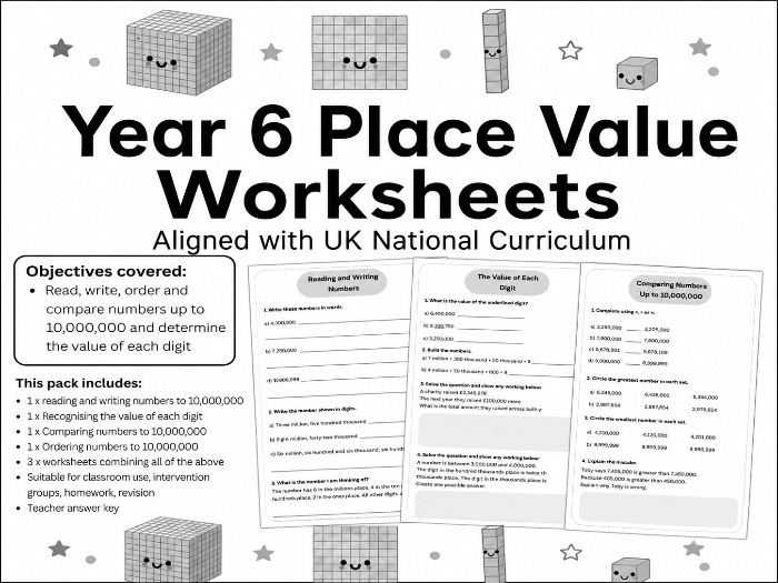 YEAR 6 PLACE VALUE - Numbers to 10 million