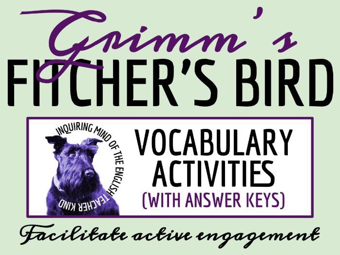 "Fitcher's Bird" Vocabulary Activities | Brothers Grimm Fairy Tale | Crossword | Word Search