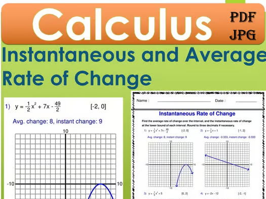 Instantaneous and Average Rate of Change - Calculus -