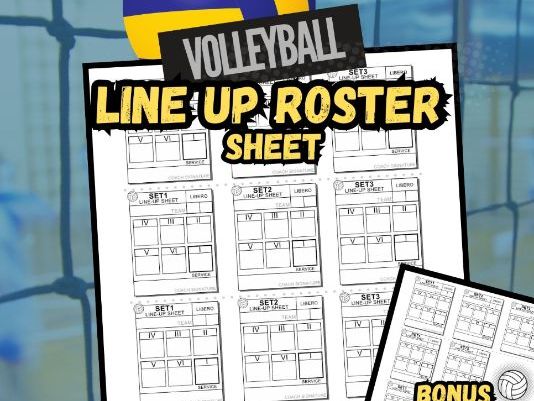 Volleyball Lineup Card for Coaches | 3-Set & Bonus 5-Set Lineup Sheets | Printable Volleyball