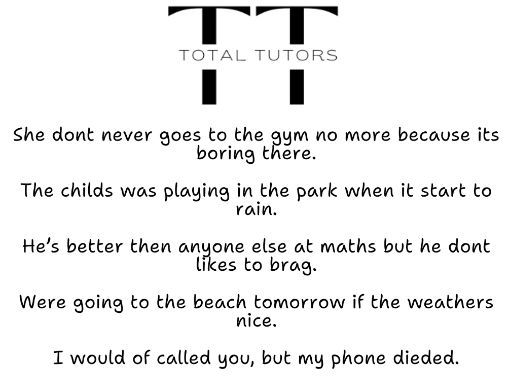 Spelling, punctuation, grammar starters