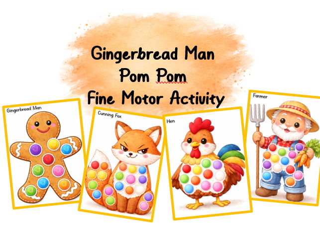 Gingerbread man Fine Motor Pom Pom Activity