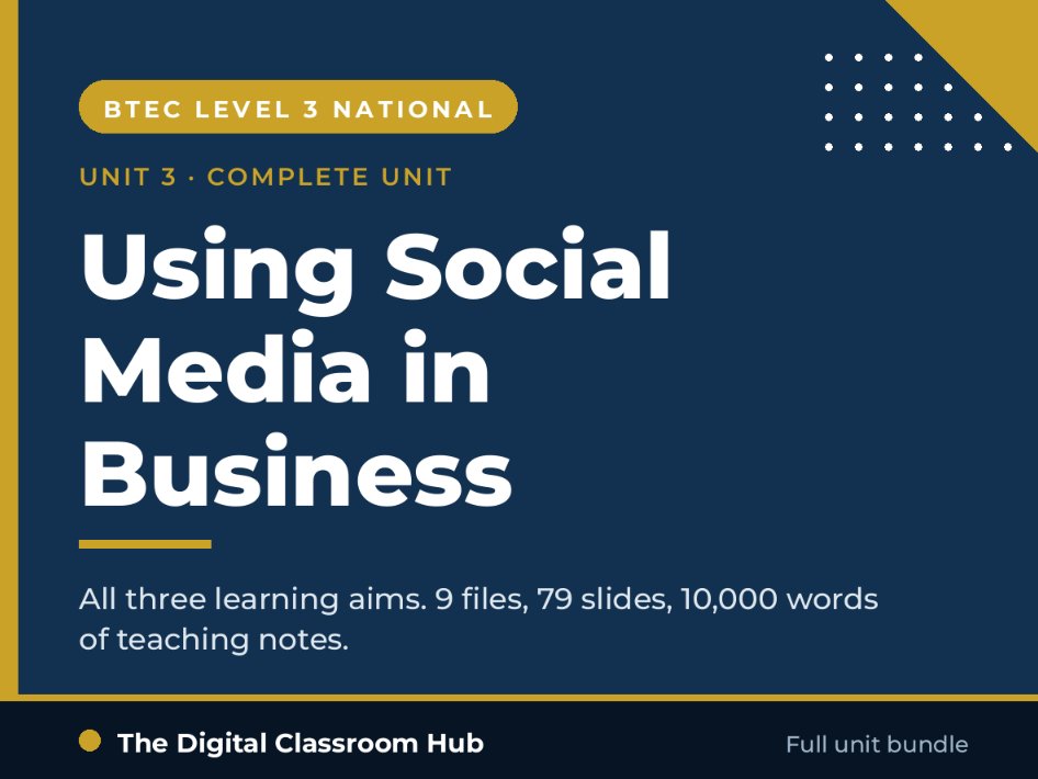 BTEC L3 IT Unit 3 FULL UNIT | Using Social Media in Business | All Three Learning Aims