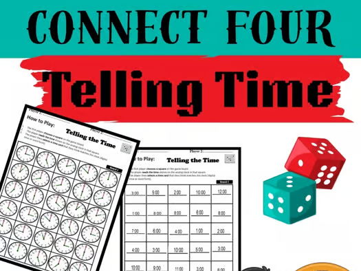 Connect Four Telling Time Game – Learn Time with Hour, Half Hour & Quarter Hour