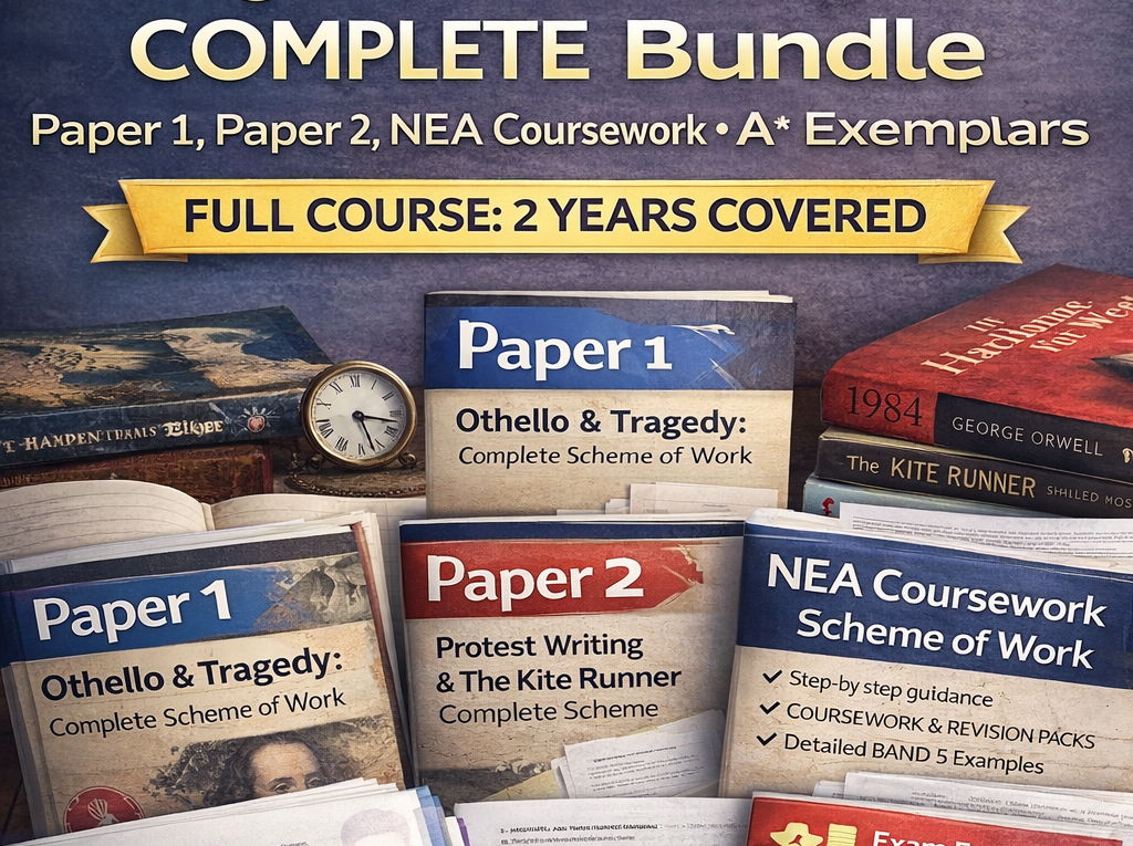 AQA A-Level English Literature B COMPLETE Bundle: Paper 1, Paper 2, NEA + A Exemplars (Full 2-Year Course)
