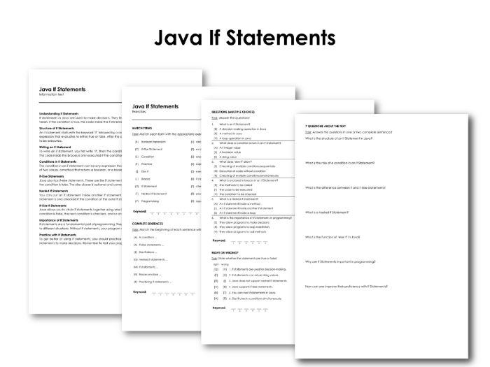 Java If Statements | Teaching Resources
