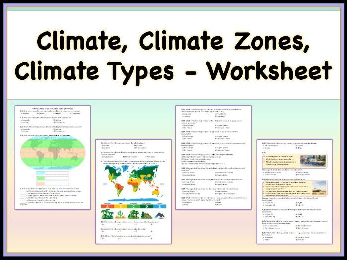 Climate, Climate Zones, Climate Types - Worksheet, PDF Digital: Earth Science