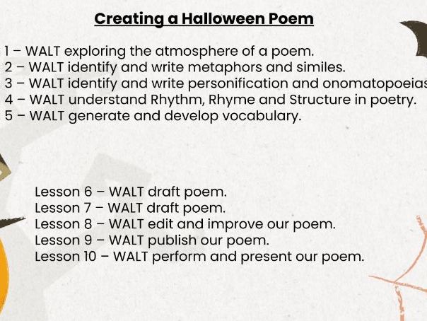 Halloween Poetry Writing Unit | Year 5 | Similes, Metaphors, Personification & Performance