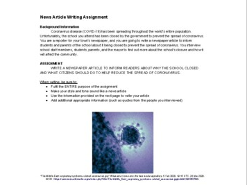 Coronavirus Covid 19 News Writing Assignment Teaching Resources