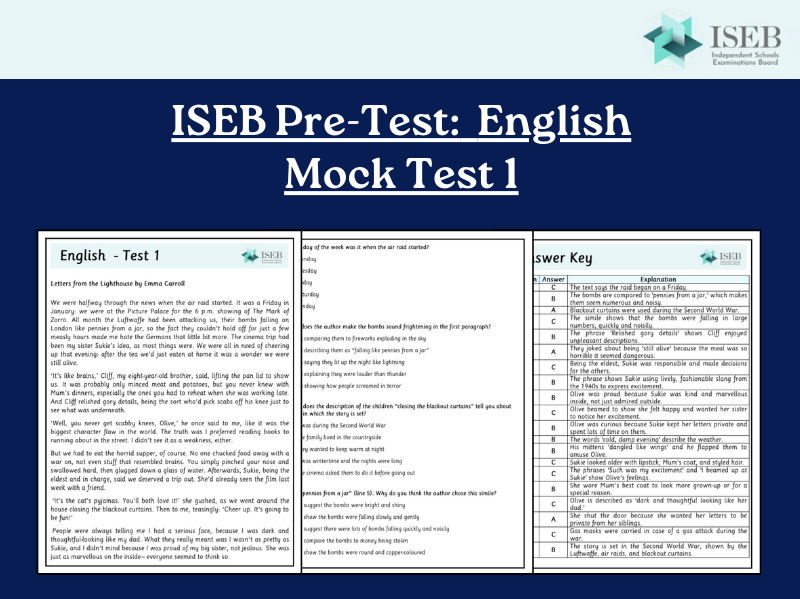 ISEB Pre-Test 11+ English Mock Test – Letters from the Lighthouse Comprehension with Answers