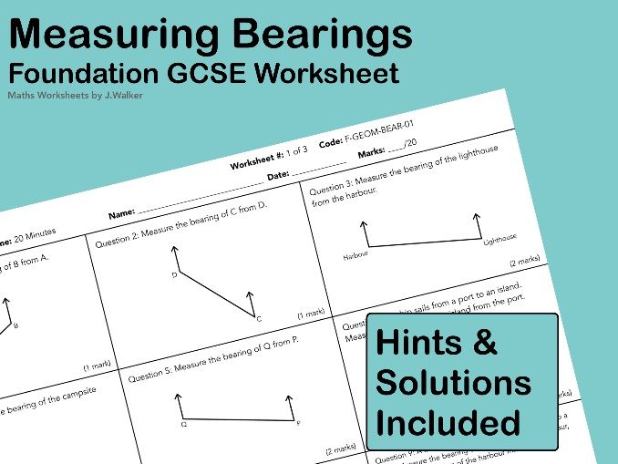 GCSE Maths Worksheet: Measuring Bearings - Foundation Tier