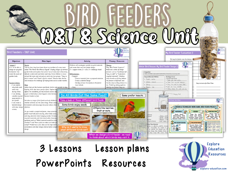 KS2 Design and Technology Bird Feeder Unit - 3 Lessons, PowerPoints and Worksheets