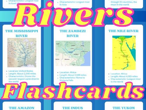 Rivers of the World Flashcards |Geography Printable Cards |Famous Rivers & Facts