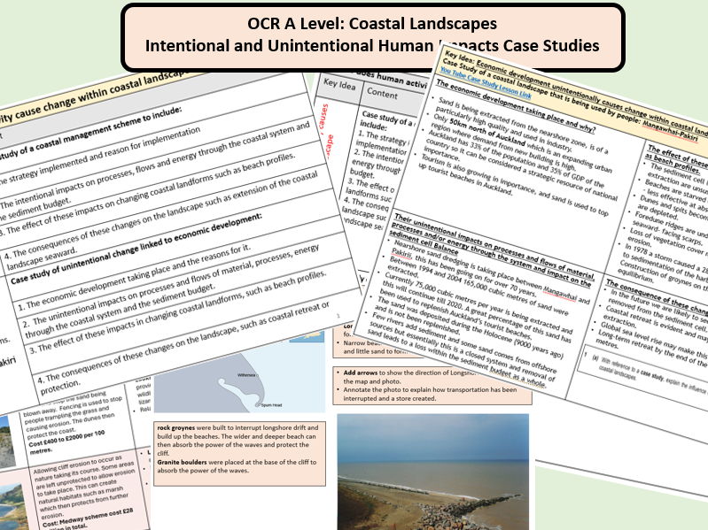 OCR A Level: Coastal Landscapes Intentional and Unintentional Human Impacts Case Studies