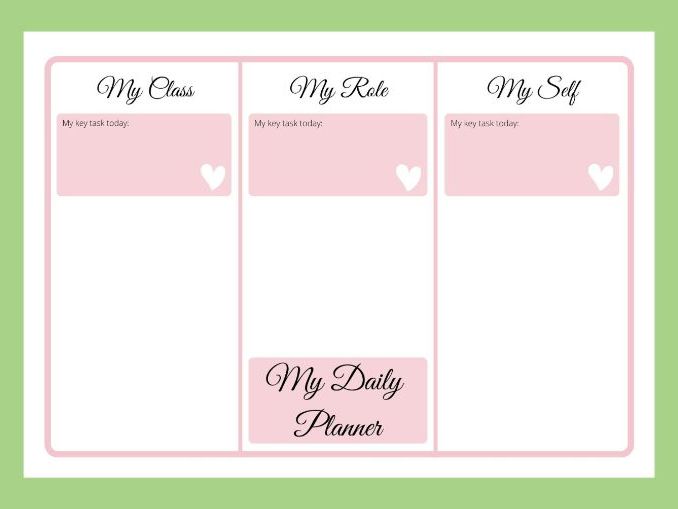 Teacher daily planner task or 'to do' list organisational sheet