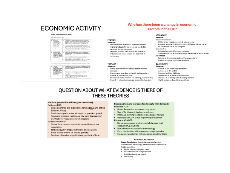 REVISION ECONOMIC ACTIVITY - iGCSE Edexcel Geography