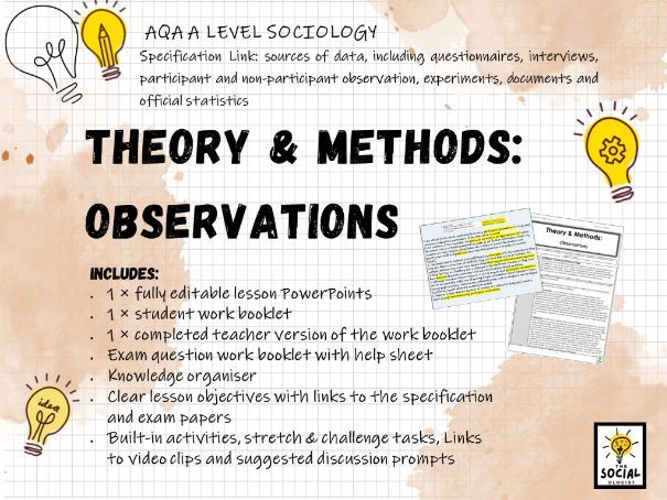 AQA A level Sociology - Theory and Methods - Methods in Context - Observations