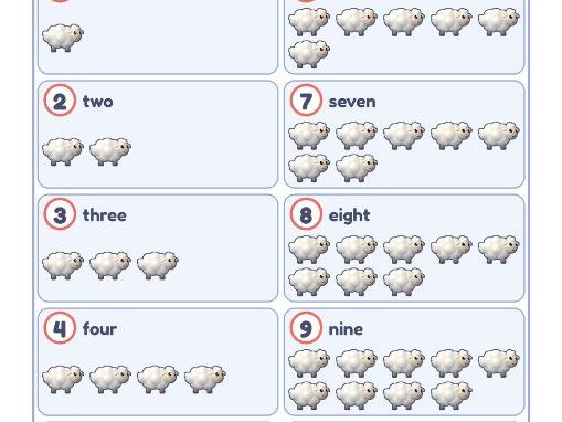 Count the Sheep 1 to 10: EYFS Counting Sheet with Numerals, Number Words and Pictures