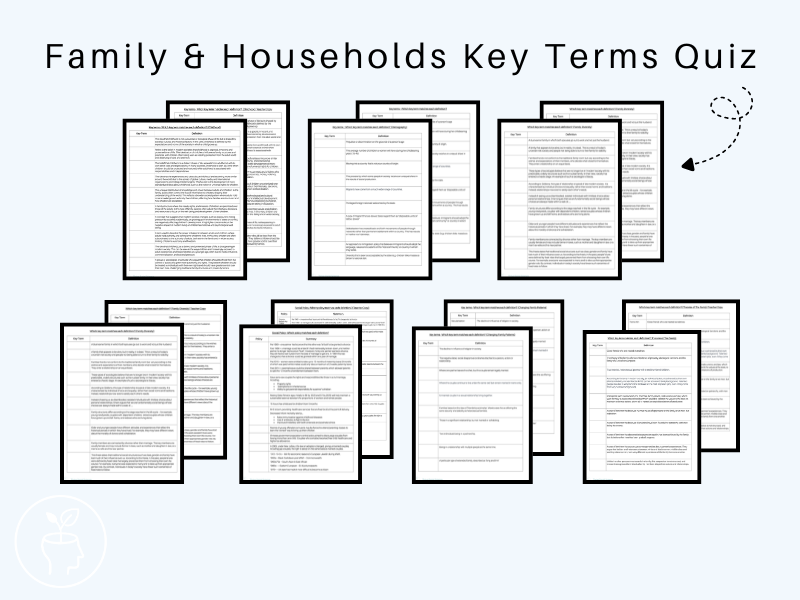 Family & Households AQA - Key Terms & Social Policy Quiz