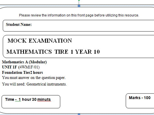 10 Math Mock Exam (Foundation Tier)