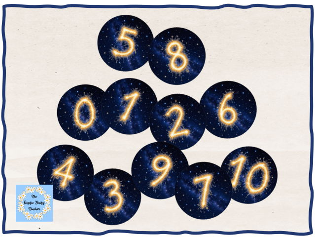 0-10 Number Circles - Bonfire Sparkler Theme