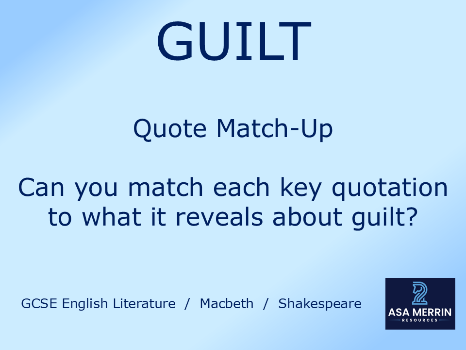 GCSE Macbeth | Guilt | Free Quote Match-Up Worksheet